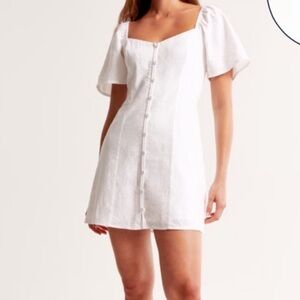 Abercrombie & Fitch Linen-Blend Button-Through Mini Dress LT